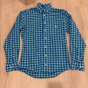 Cotton Brothers small Blue and Green Checkered Men's Shirt